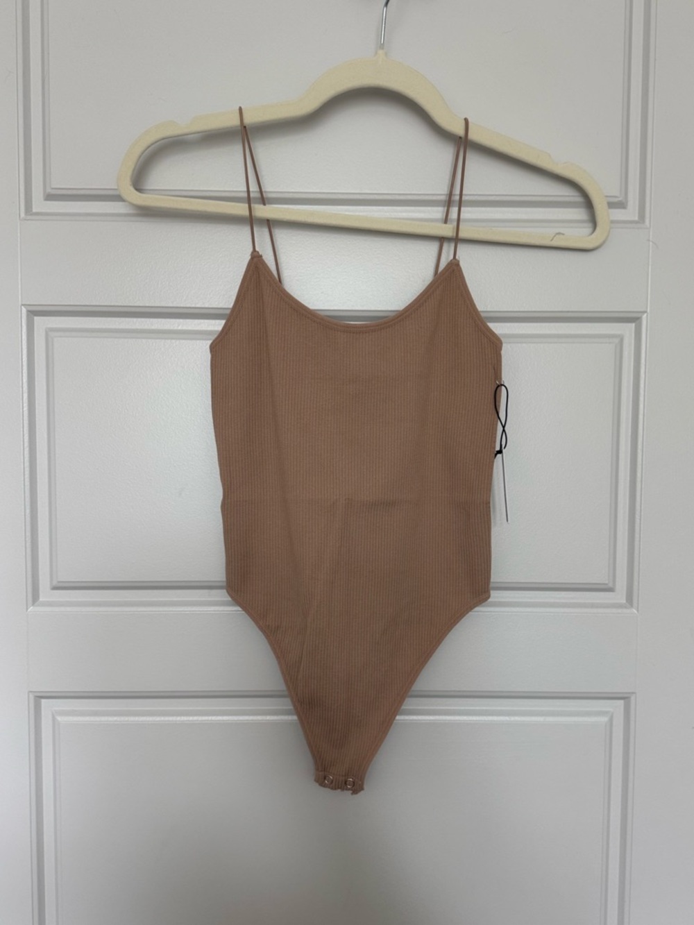 NWT Ribbed Camel Nude Bodysuit with Thin Straps